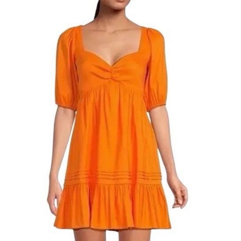 Gianni Bini Tory Sweetheart Short Sleeve Linen A-Line Dress